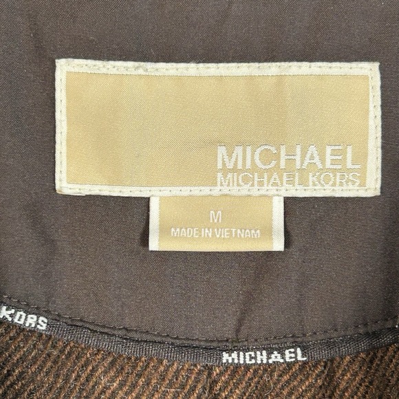 Michael Kors Women's Size Medium Puffer‎ Jacket Poly Wool Blend Chocolate Brown - Picture 5 of 14